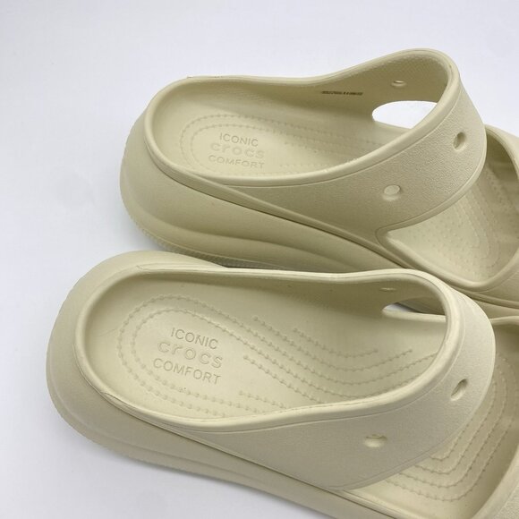 Crocs Classic Crush Sandals W12 M10 Bone Chunky Platform Wedge Two Strap Slides - Picture 6 of 12